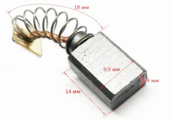 Угольная щётка 6x10х14мм для ДП-165/1300(44), 190/1800(43) YHV